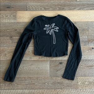 Hurley Black Graphic Tee with Palm Design